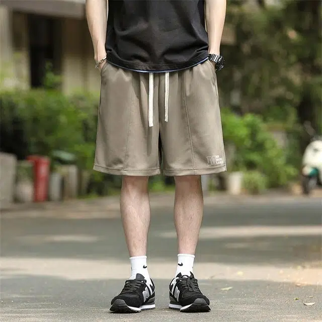 兰缪 日系纯色基础款日常通勤舒适透气亲肤柔软美式复古百搭运动户外宽松休闲短裤 男女同款