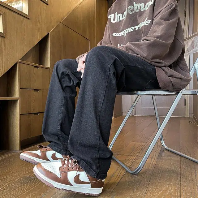 加荣 美式复古直筒高街牛仔裤 男女同款