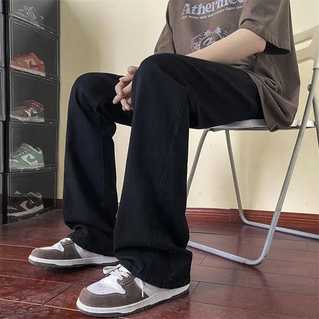 加荣 美式高街直筒复古宽松牛仔裤 男女同款
