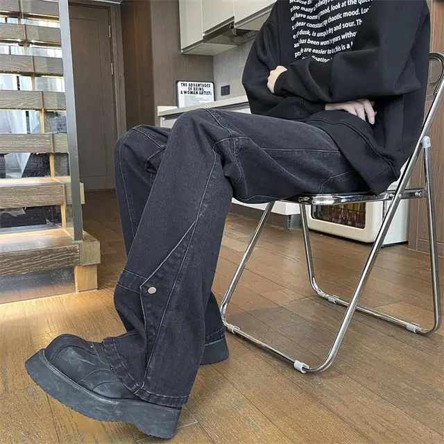 加荣 直筒宽松美式百搭休闲复古牛仔裤 男女同款