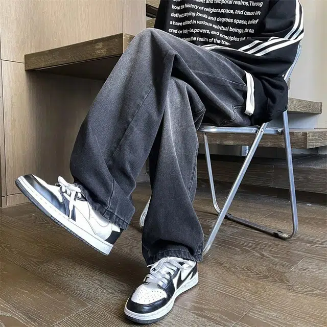 加荣 夏季 美式高街户外潮流宽松阔腿裤大码休闲水洗牛仔裤 男女同款