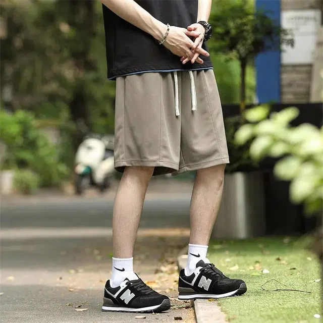 兰缪 日系纯色基础款日常通勤舒适透气亲肤柔软美式复古百搭运动户外宽松休闲短裤 男女同款