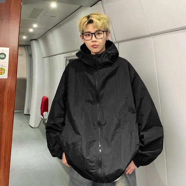 加荣 薄款透气潮牌纯色高级感街头户外宽松简约休闲连帽长袖夹克外套 男女同款