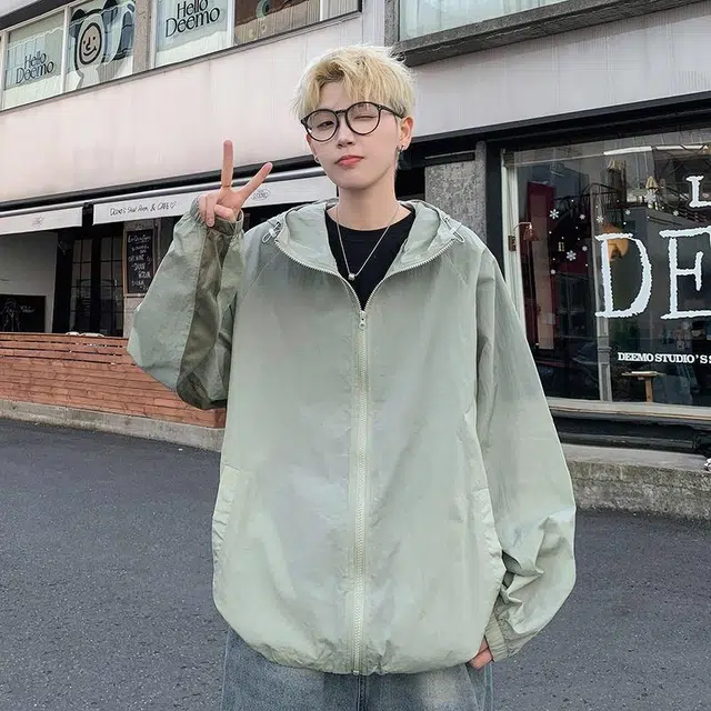 加荣 薄款透气潮牌纯色高级感街头户外宽松简约休闲连帽长袖夹克外套 男女同款