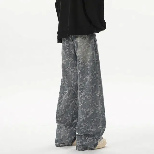 羽浅 复古美式高街舒适时尚牛仔裤 男女同款 蓝色