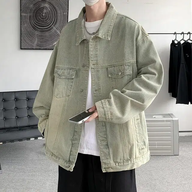 加荣 痞帅高级感工装潮牌户外高街多口袋设计感青少年帅气宽松休闲美式复古翻领牛仔外套 男女同款