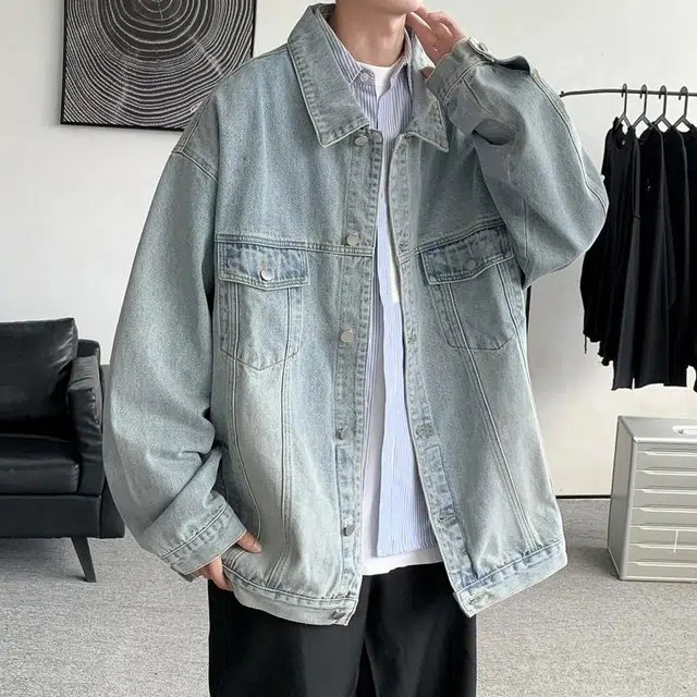 加荣 痞帅高级感工装潮牌户外高街多口袋设计感青少年帅气宽松休闲美式复古翻领牛仔外套 男女同款