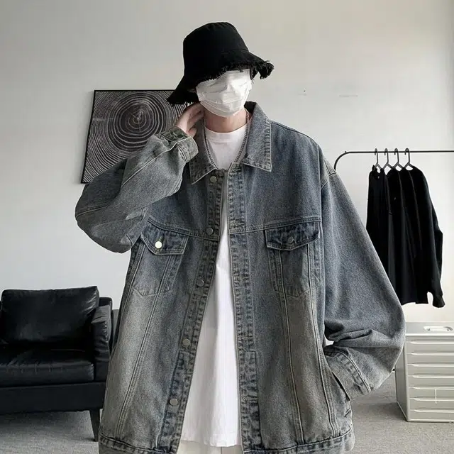 加荣 痞帅高级感工装潮牌户外高街多口袋设计感青少年帅气宽松休闲美式复古翻领牛仔外套 男女同款