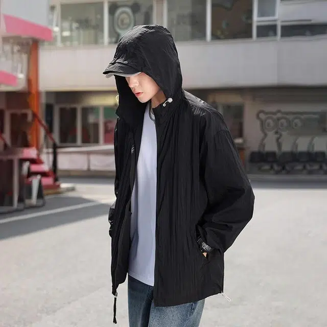快鱼 复古户外休闲时尚百搭连帽 超轻透气防水防紫外线防晒服 男女同款