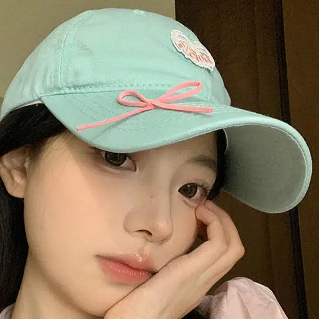 木林森 可爱小煤球爱心刺绣户外出行甜酷辣妹蝴蝶结软糯风时尚潮流百搭大头围显脸小防晒遮阳 棉 鸭舌帽 男女同款情侣款