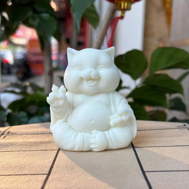 爵倾 国潮新中式招财猫手把件 象牙果 摆件 男女同款情侣款