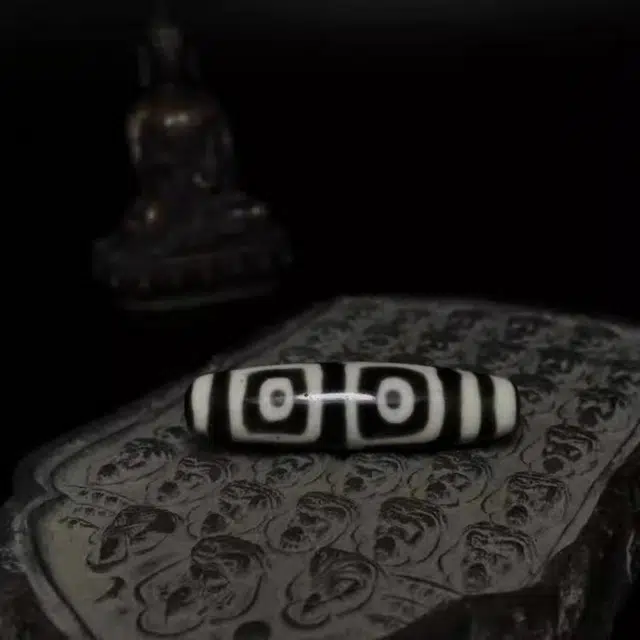 灵运宝 #转运招财天珠地门四眼黑白老矿风化油润包浆老料器磨损到位 小米珠 吊坠 男女同款情侣款
