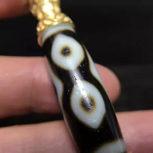 灵运宝 #转运招财佛眼三眼天珠镶嵌银鎏金老矿风化油润包浆老料器磨损到位天然 玛瑙 吊坠 男女同款情侣款
