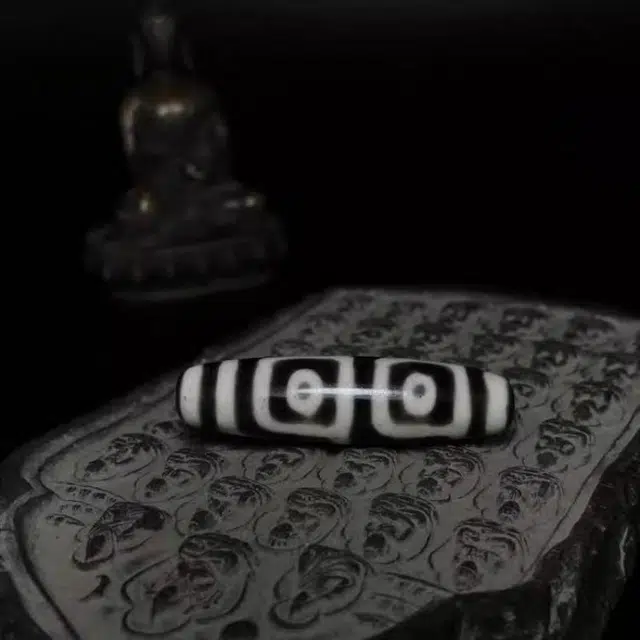 灵运宝 #转运招财天珠地门四眼黑白老矿风化油润包浆老料器磨损到位 小米珠 吊坠 男女同款情侣款