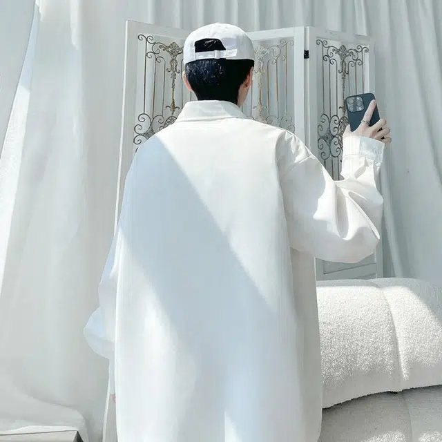 大白鲨 日系潮牌复古卡通涂鸦宽松休闲百搭翻领短袖衬衫 男款 白色