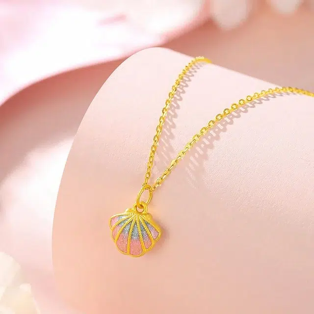 鸳鸯金楼 彩色贝壳锁骨链 小众设计 轻奢时尚 简约大气 百搭小巧精致显气质 高级感配饰 足金 按克计价 黄金项链 女款