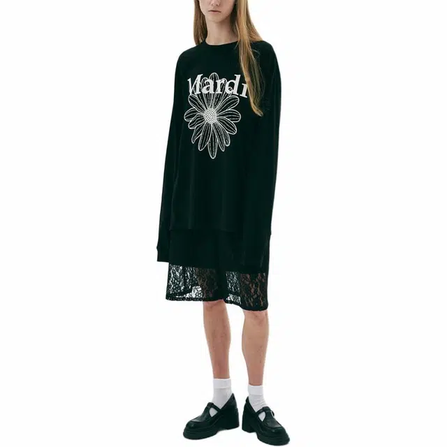 MARDI MERCREDI SS25 UNISEX TSHIRT LONG SLEEVE FLOWERMARDI_BLACK IVORY T