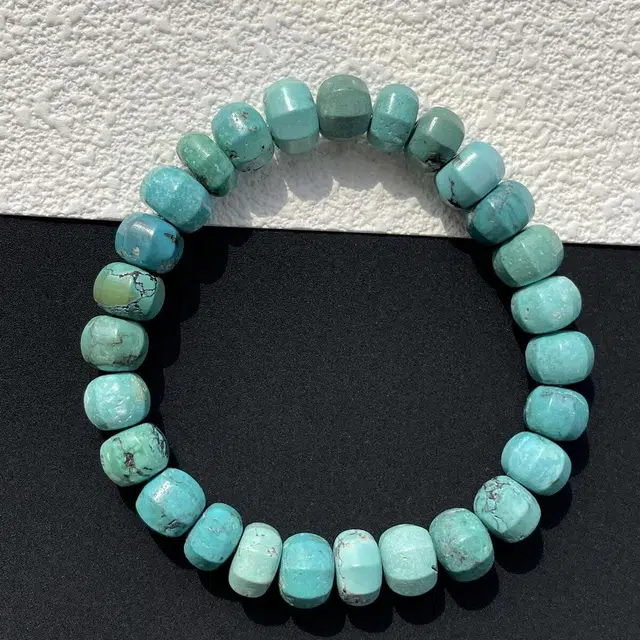 灵运宝 【师傅已加能量】转运招财湖北原矿高瓷灯笼袖瓷度玻璃瓷一物一图无油无水 绿松石 手串 男女同款情侣款