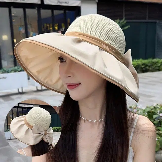 朵澜 大帽檐夏天防紫外线彩胶全包透气遮阳 聚酯纤维 防晒帽 女款