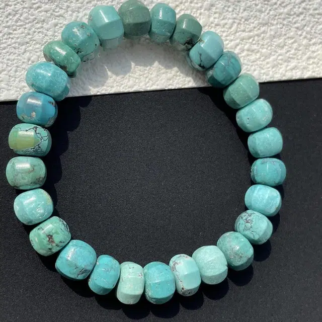 灵运宝 【师傅已加能量】转运招财湖北原矿高瓷灯笼袖瓷度玻璃瓷一物一图无油无水 绿松石 手串 男女同款情侣款