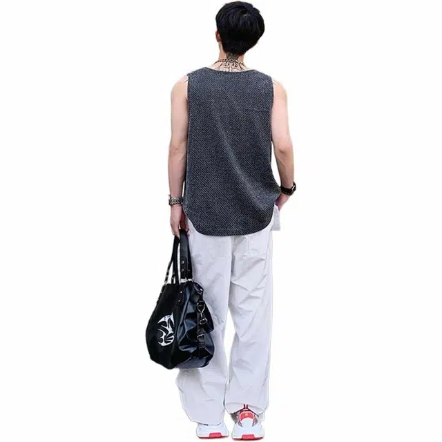 颂希尔 小众高级无袖运动修身简约纯色圆领打底衫背心 男女同款