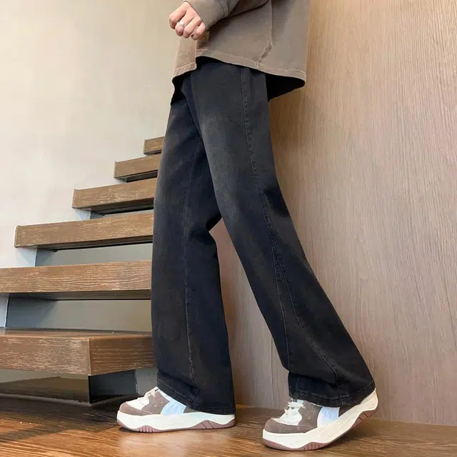 尘映 美式痞帅街头百搭修身休闲宽松牛仔裤 男女同款