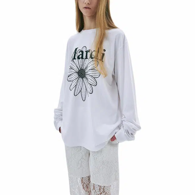 MARDI MERCREDI SS25 UNISEX TSHIRT LONG SLEEVE FLOWERMARDI_WHITE BLACK T