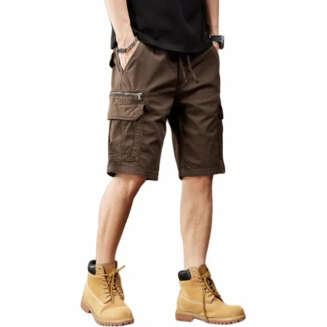 北极绒 美式时尚舒适重磅复古工装宽松五分休闲短裤 男款