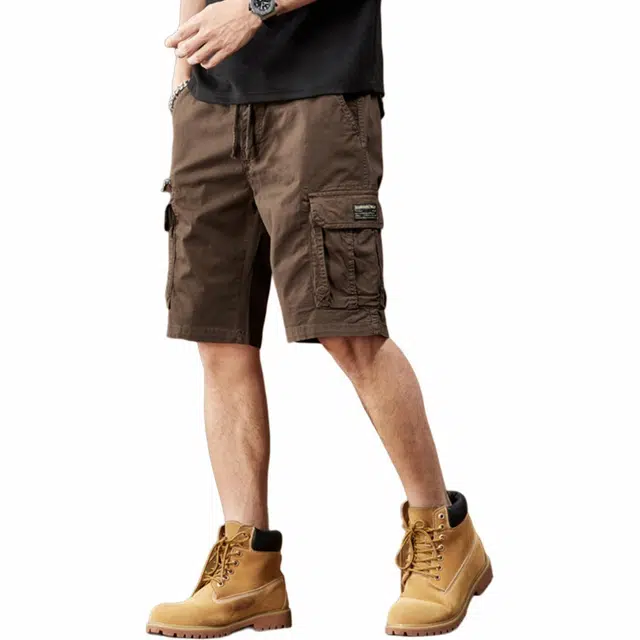 北极绒 美式时尚舒适重磅复古工装宽松五分休闲短裤 男款