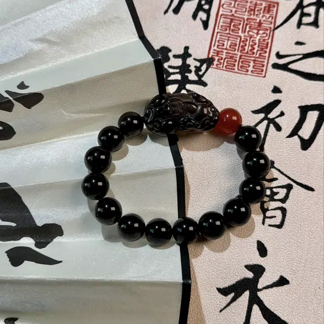 喜宝春花 貔貅 诸事喜乐国风小众新中式复古新中式百搭福禄吉祥时尚百搭好运 黑曜石 手串 男女同款情侣款