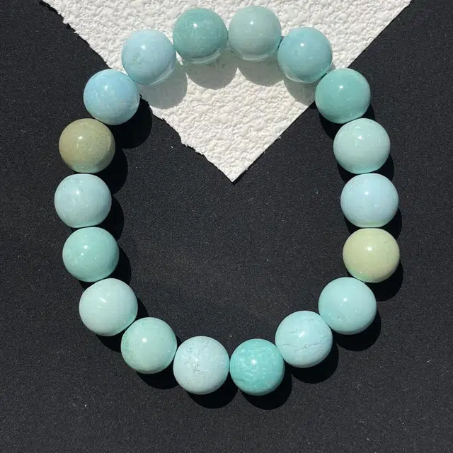 灵运宝 【师傅已加能量】#转运招财湖北原矿高瓷瓷度玻璃瓷颜色非常清爽一物一图无油无水 绿松石 手串 男女同款情侣款 全新