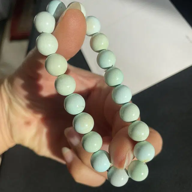 灵运宝 【师傅已加能量】#转运招财湖北原矿高瓷俏色瓷度玻璃瓷一物一图无油无水 绿松石 手串 男女同款情侣款 全新