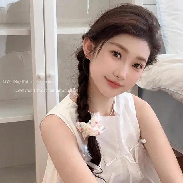 丹琴 彩色甜美少女爱心波点大肠发绳丸子头扎发皮筋发绳耐用发饰 布艺 发圈 女款