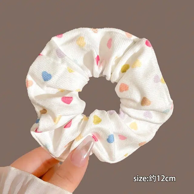 丹琴 彩色甜美少女爱心波点大肠发绳丸子头扎发皮筋发绳耐用发饰 布艺 发圈 女款