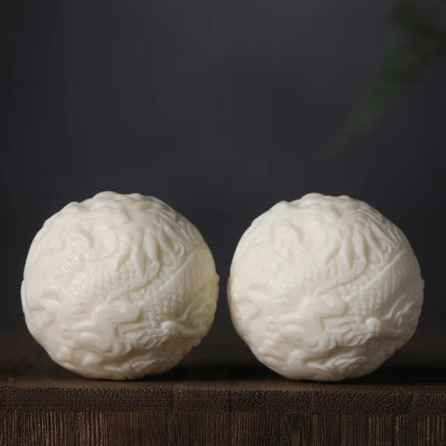 嫒柯 国潮新中式轻奢高级感文玩吉祥好运连连财源广进龙雕招财转运精细雕刻而成手饰再造#好运 象牙果 手球 男女同款情侣款