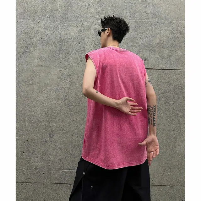 大卫贝肯 时尚高街痞帅潮流宽松休闲百搭圆领纯色运动健身无袖背心 男女同款