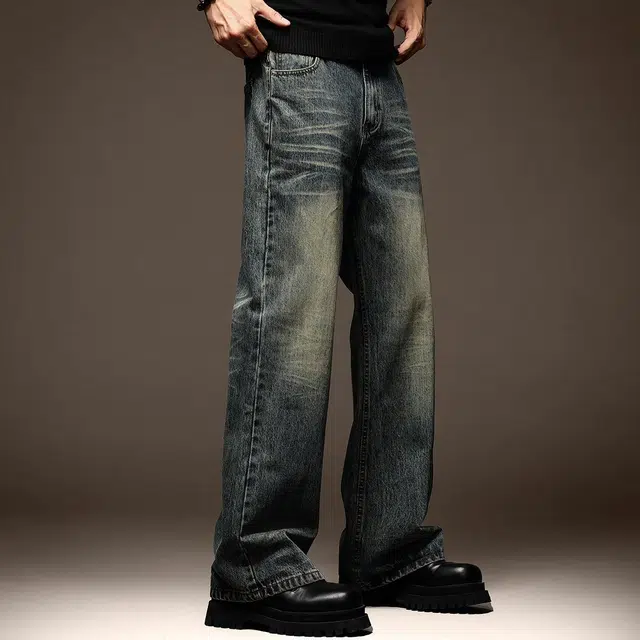 贵色 直筒经典百搭潮流休闲高端美式牛仔裤 男女同款 复古蓝