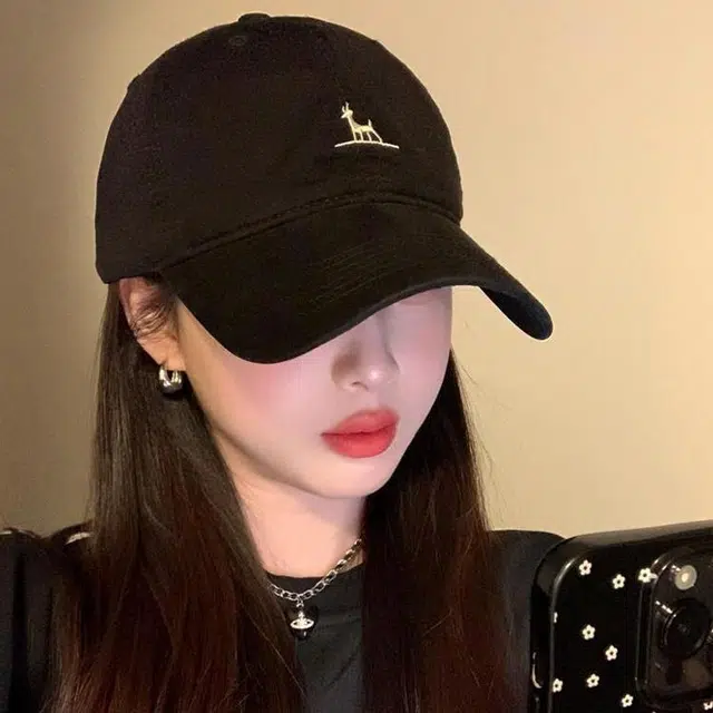 俞兆林 可爱卡通小鹿刺绣户外出行防晒遮阳时尚潮流百搭大头围显脸小 棉 鸭舌帽 男女同款情侣款