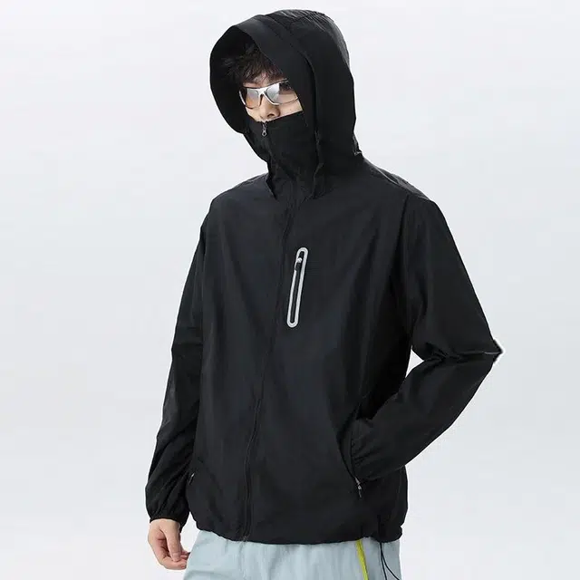 【dme】 户外休闲防紫外线基础款运动皮肤衣轻薄款透气钓鱼服纯色连帽防晒服 男女同款