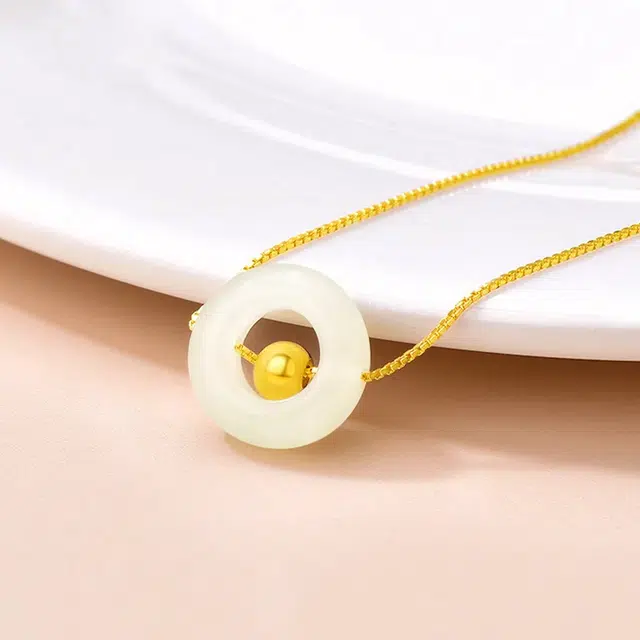 添爵 转运珠平安扣 温润细腻清冷感温婉大方精致轻奢百搭一见倾心锁骨链#好运 玉髓 玉石项链 男女同款情侣款