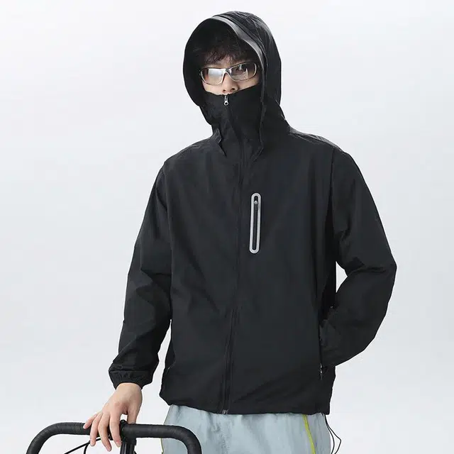 【dme】 户外休闲防紫外线基础款运动皮肤衣轻薄款透气钓鱼服纯色连帽防晒服 男女同款