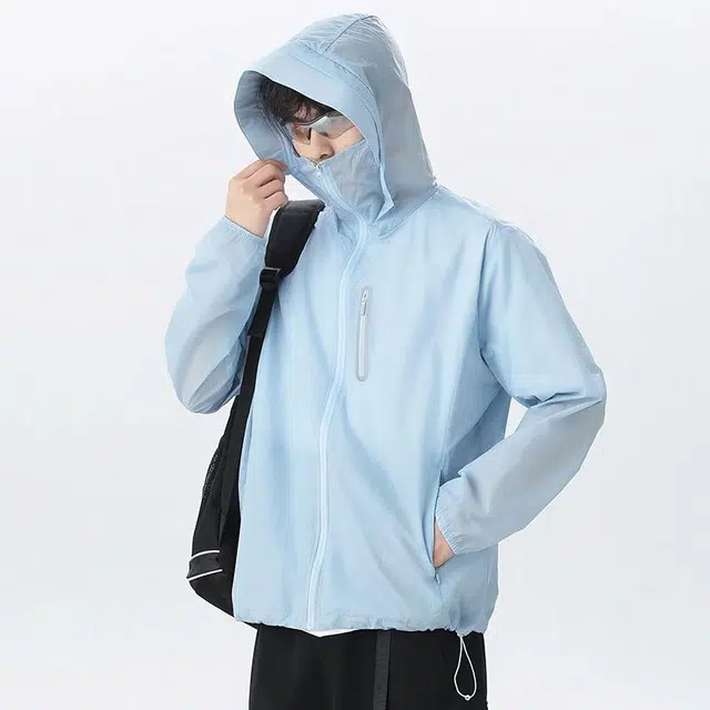 【dme】 户外休闲防紫外线基础款运动皮肤衣轻薄款透气钓鱼服纯色连帽防晒服 男女同款