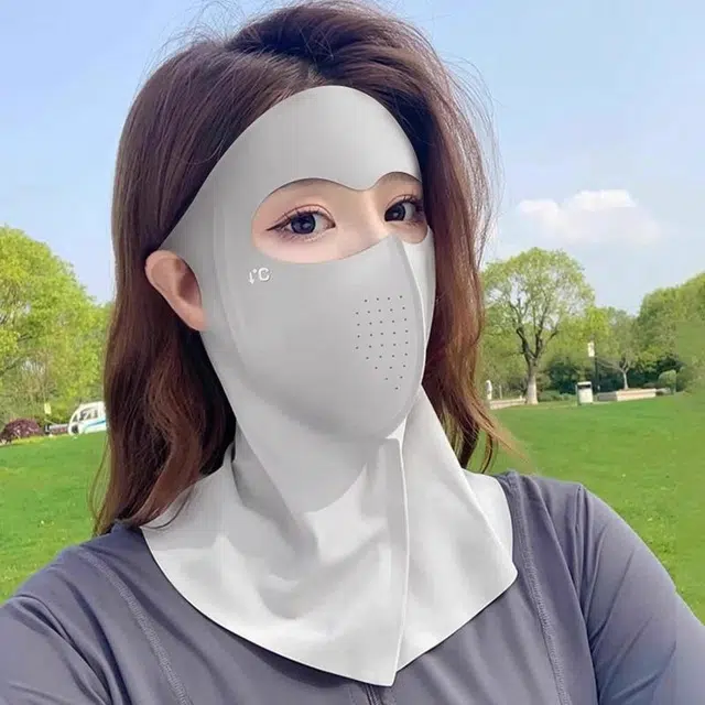 【高颜值】 祎步康 脸基尼全脸护颈一体式防紫外线 聚酯纤维 防晒面罩 女款