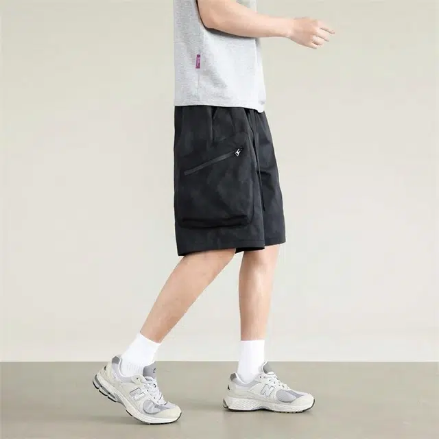 兰缪 日系基础款简约纯色日常舒适通勤亲肤柔软百搭户外宽松运动五分裤休闲短裤 男女同款
