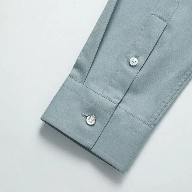 迪柯尼 纯色简约格纹尖领长袖衬衫 男款