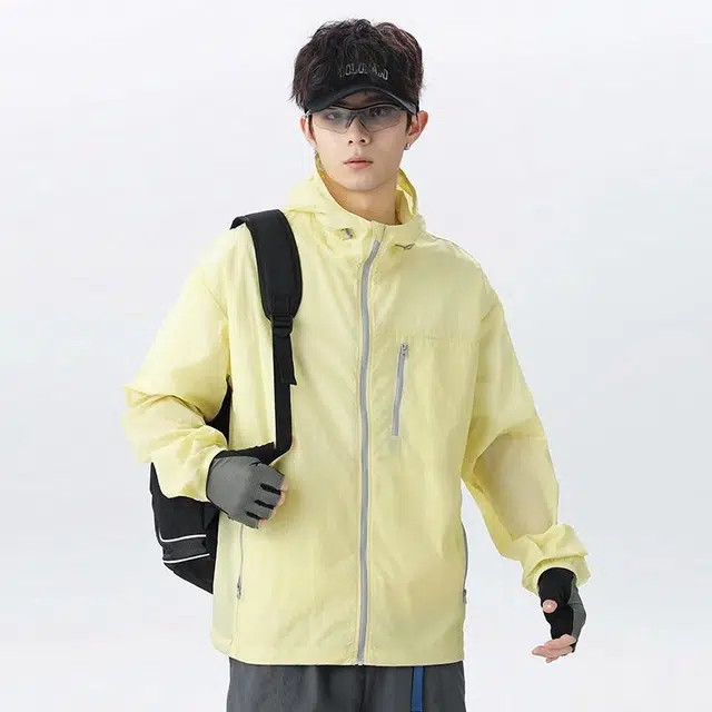 【dme】 户外运动纯色轻薄宽松休闲连帽外套防晒服 男女同款