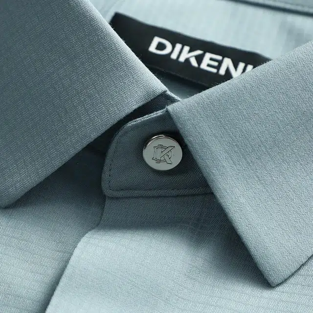 迪柯尼 纯色简约格纹尖领长袖衬衫 男款