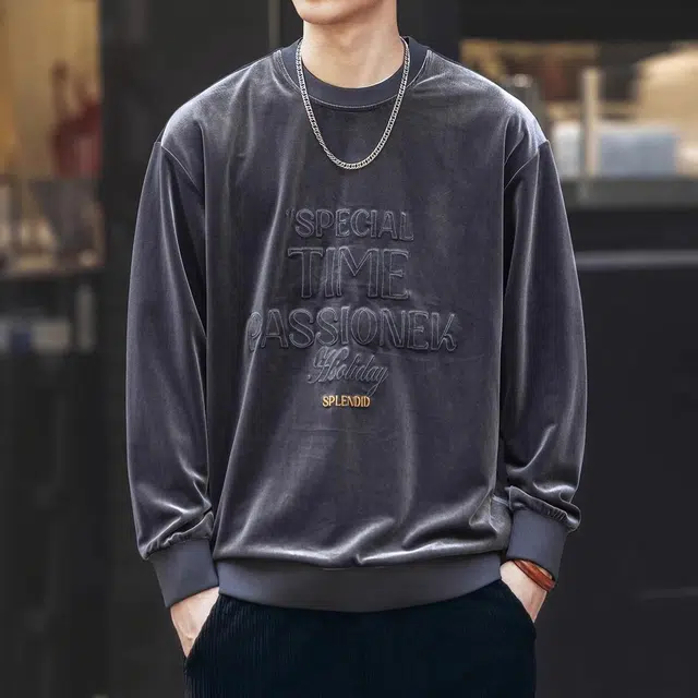 格蓝鹿 时尚休闲宽松套头圆领长袖卫衣 男款