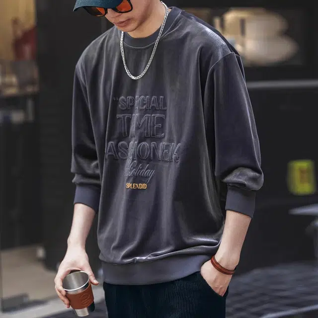 格蓝鹿 时尚休闲宽松套头圆领长袖卫衣 男款