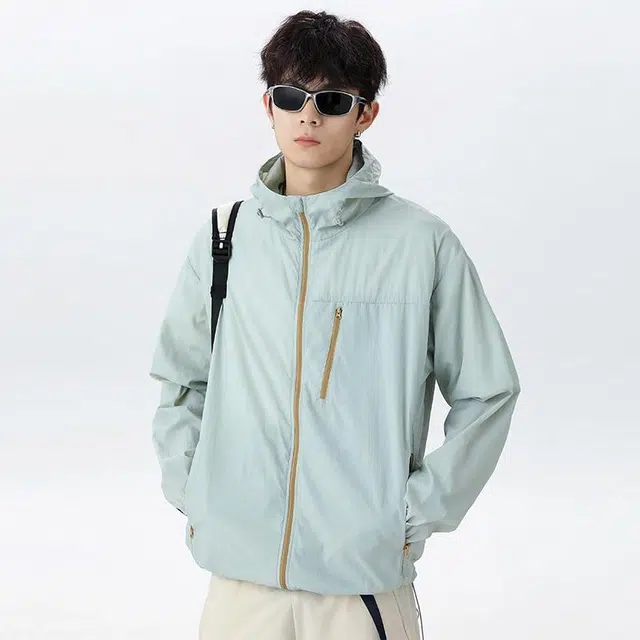 【dme】 户外运动纯色轻薄宽松休闲连帽外套防晒服 男女同款